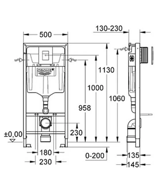 Grohe ugradni vodokotlic set 38772201 - Hrom taster