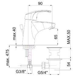Herz Project M10 za lavabo sa nadsklopom UH00024