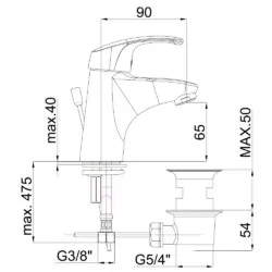Herz Project M10 za lavabo sa nadsklopom UH00024