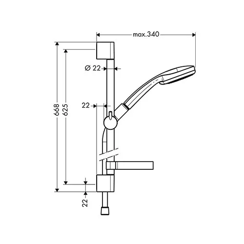 HansGrohe Klizna šipka set Croma 100 1F 65cm+držač sapuna 27717000