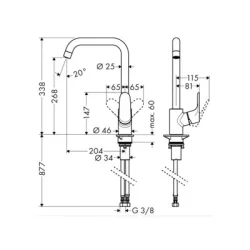 HansGrohe Focus za sudoperu "U" lula 260 3 cevi obrtna 31822000