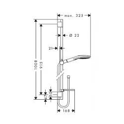 HansGrohe Klizna šipka set Raindance Select E 120 3F 90cm tuš ručica bela 26621400