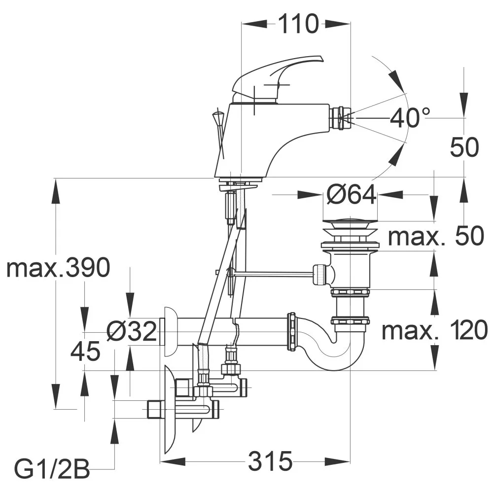Herz Simpaty S50 za bide sa sifonom i ek ventilima UH00581