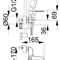 Herz Infinity I40 za tuš kadu sa kliznom šipkom UH00403