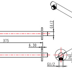 Herz Ruža izliv Zidni 375mm Black UH12216B
