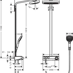 HansGrohe RainDance Tuš set Select E 300 3F ST bela/hrom 27127400