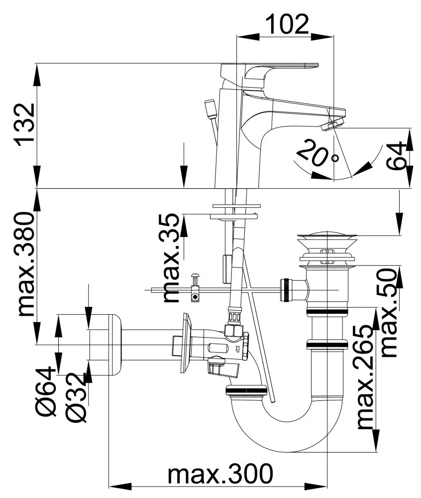 Herz Infinity I10 za lavabo sa sifonom i ek ventilima UH00001