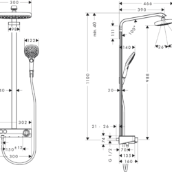 HansGrohe RainDance Tuš set Select E 300 2F ST hrom 27126000