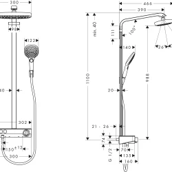 HansGrohe RainDance Tuš set Select E 300 2F ST hrom 27126000