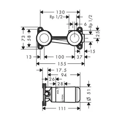 HansGrohe Ugradno telo za lavabo univerzalno 13622180
