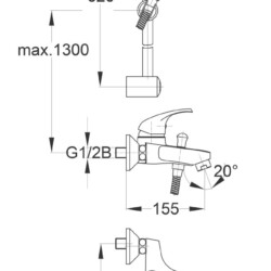 Herz Simpaty S32 za kadu sa kliznom šipkom UH00384