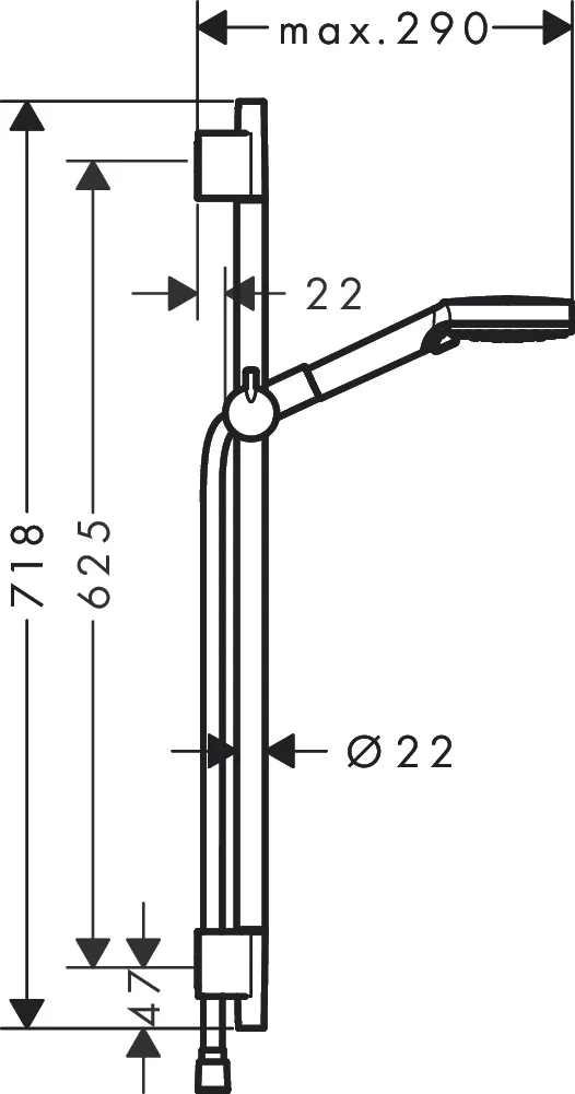 HansGrohe Klizna šipka set Vernis Bland 2F 65cm crna mat 26422670