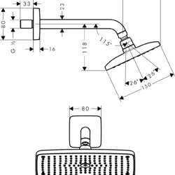 HansGrohe Tuš ruža Raindance E240 Air 1F sa izlivom 23 cm 27370000
