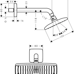 HansGrohe Tuš ruža Raindance E240 Air 1F sa izlivom 23 cm 27370000