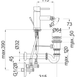 Herz Fresh F50 za bide sa sifonom i ek ventilima UH00535