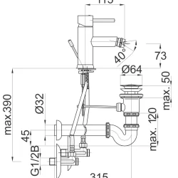 Herz Fresh F50 za bide sa sifonom i ek ventilima UH00535