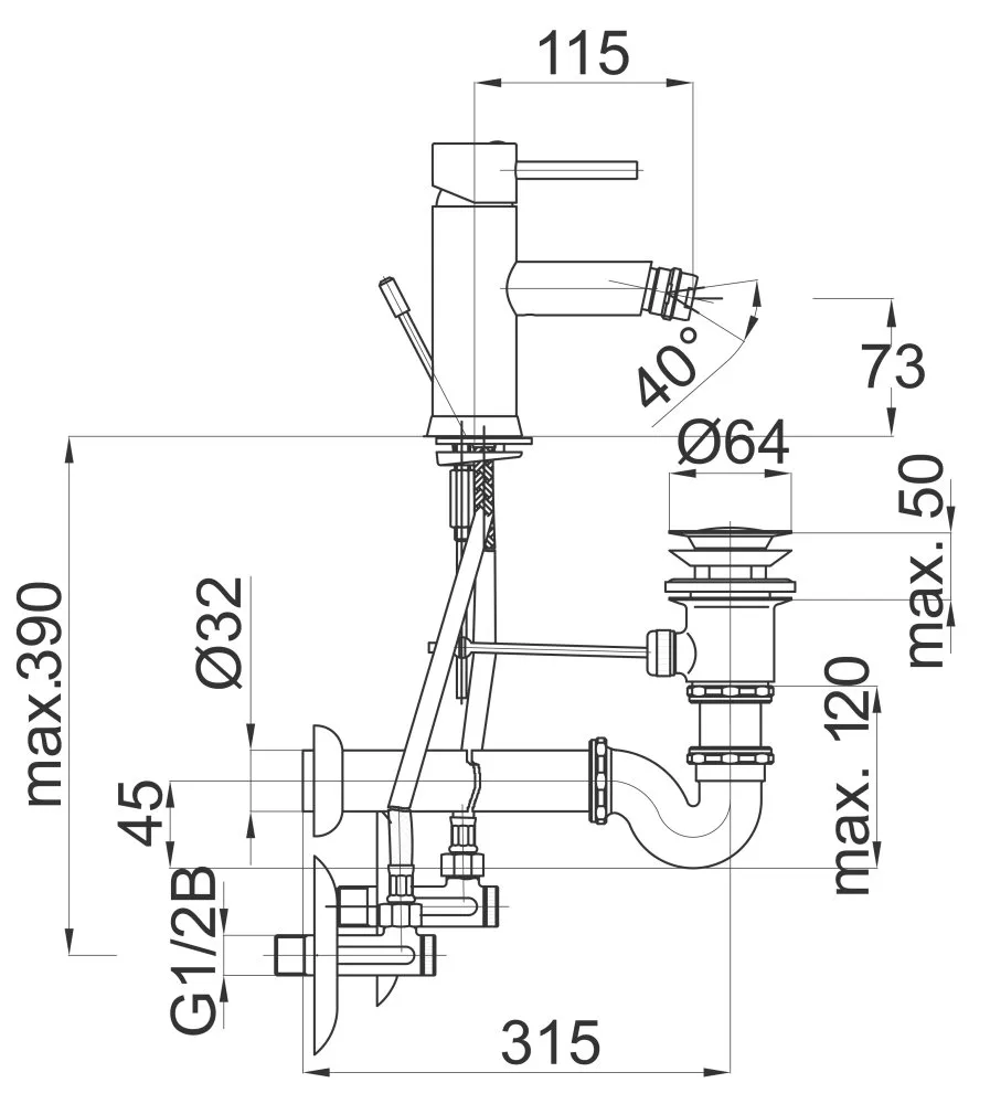Herz Fresh F50 za bide sa sifonom i ek ventilima UH00535