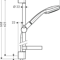 HansGrohe Klizna šipka set Croma 100 4F 65 cm 27772000