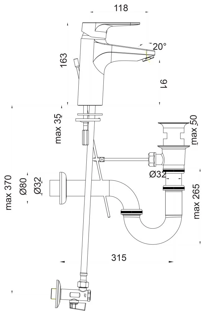 Herz Infinity I12 za lavabo sa sifonom i ek ventilima UH00011