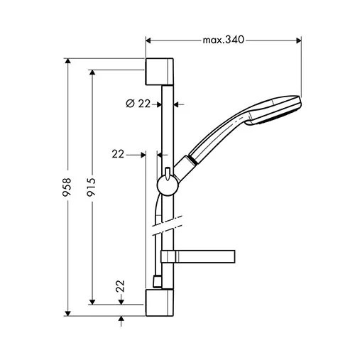 HansGrohe Klizna šipka set Croma 100 4F 90cm + držač sapuna 27771000