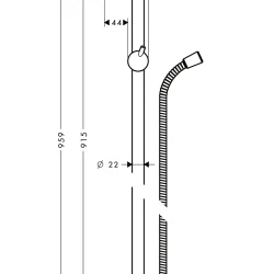 HansGrohe Klizna šipka Crometta 90cm + tus crevo Metaflex 27614000