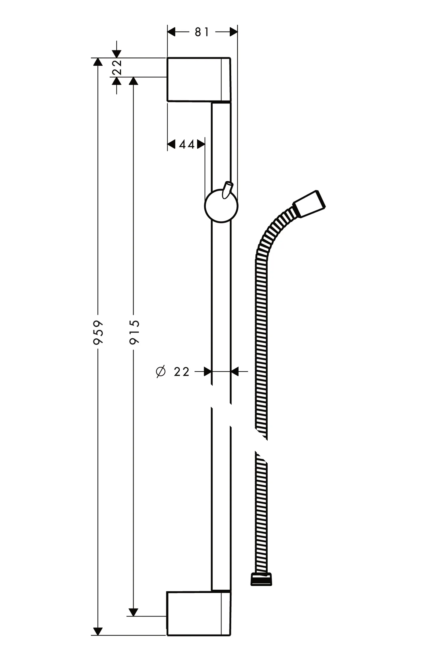 HansGrohe Klizna šipka Crometta 90cm + tus crevo Metaflex 27614000
