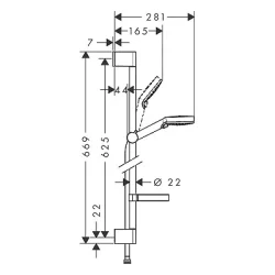 HansGrohe Klizna šipka set Crometta Unica 2F 65cm +držač sapuna bela 26553400