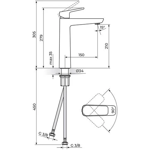 Rosan Stolz-Black baterija za lavabo L 130109B