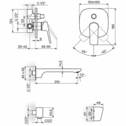 Rosan Stolz Uzidna baterija za kadu sa izlivom i ručnim tušem 131501