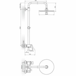 Rosan Stolz-Black baterija za tuš kadu sa usponskim tušem D.220mm 137251B