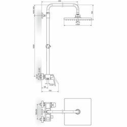 Rosan Stolz-Black baterija za tuš kadu sa usponskim tušem 250*250mm 137252B