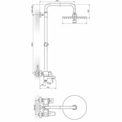 Rosan Stolz-Black baterija za tuš kadu sa usponskim tušem D.220mm i izlivom 137351B