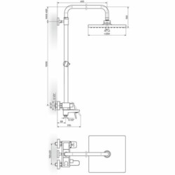 Rosan Stolz-Black baterija za tuš kadu sa kvadratnim usponskim tušem 250*250mm i izlivom 137352B