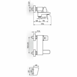 Rosan Stolz-White baterija za tuš kadu sa izlivom i ručnim tušem 137401W
