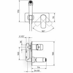 Rosan Stolz Uzidna baterija sa ručnim tušem za ispiranje 139501