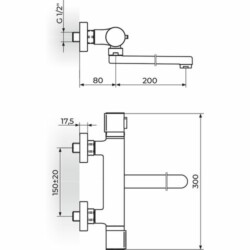 Rosan Stolz-Thermo Termostatska zidna baterija sa izlivom 200mm 1T32120