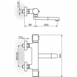 Rosan Stolz-Thermo Termostatska zidna baterija sa izlivom 200mm 1T32120