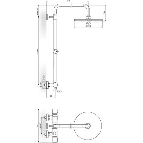 Rosan Stolz-Thermo Termostatska baterija sa usponskim tušem 220mm 1T37251