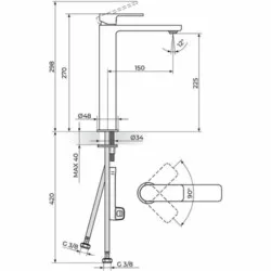 Rosan S.2 Black baterija za lavabo L 230109B