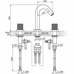 Rosan S.2 baterija podgradna za lavabo - dvoručna 230301