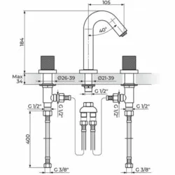 Rosan S.2 Black baterija podgradna za lavabo - dvoručna 230301B