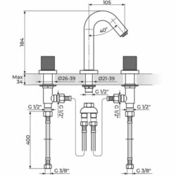 Rosan S.2 Black-Gold baterija podgradna za lavabo - dvoručna 230301BG