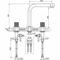 Rosan S.2 Black baterija podgradna za lavabo - dvoručna - visoka 230309B