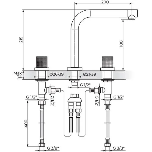 Rosan S.2 Black-Gold baterija podgradna za lavabo - dvoručna - visoka 230309BG