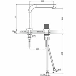 Rosan S.2 baterija podgradna za lavabo - jednoručna - visoka 230409