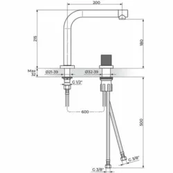 Rosan S.2 Gold baterija podgradna za lavabo - jednoručna - visoka 230409G