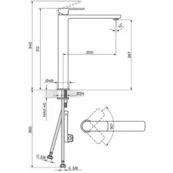 Rosan S.2 Black baterija za lavabo XL 230501B