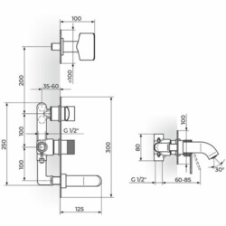 Rosan S.2 Uzidna baterija za kadu sa izlivom i ručnim tušem 231301