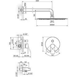Rosan S.2 Uzidna baterija sa zidnim tušem D.300mm i ručnim tušem 231601