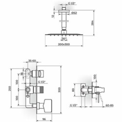 Rosan S.2 Black Uzidna baterija sa plafonskim tušem 210*210mm i ručnim tušem 231607B